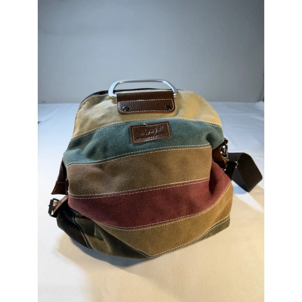 Manjianghong Boho Striped Multicolor Canvas Tote  Adjustable Strap Metal Handles